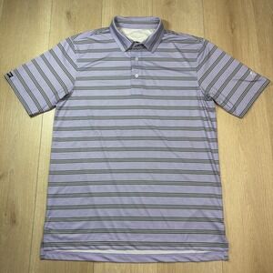 Straight Down Mens Golf Polo Shirt Purple Grey Striped Troon Country Club Small